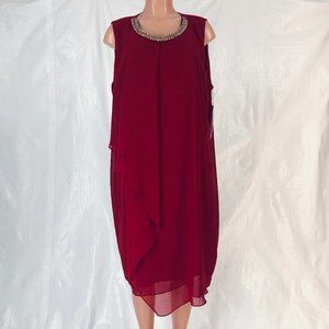NWT MSK Women's Dress Size 22W Red Rhinestone